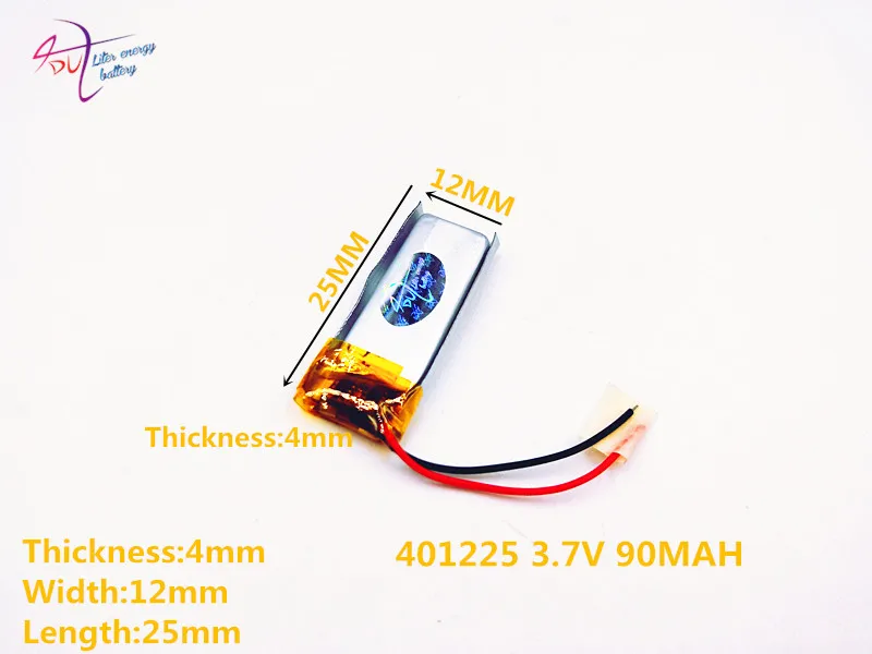 Полимерный литий-ионный аккумулятор 90mAh 3 7 V 401225 381225 литров энергии CE FCC ROHS MSDS