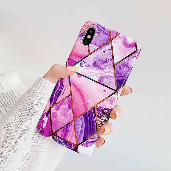 Чехол для телефона SUYACS Fantasy Dream marble для iPhone 11 Pro Max 7 8 Plus X XR XS Max 6 6S гальванический геометрический мягкий чехол-накладка - Color: e