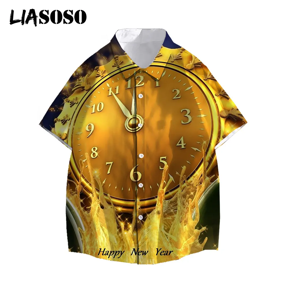 

LIASOSO Personalized Clock Summer Men Women Casual Shirts Fashion Printed Short-Sleeve Shirts Holiday Streetwear 3D Print