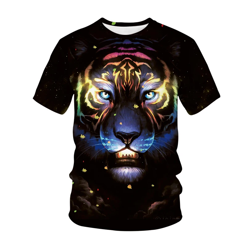 

Funny Printed T-shirt Animal Cat Tiger 3D Boy Girl Fashion Street Wear O-neck Short Sleeve T-shirt Hip Hop T-shirt Top Boy 4-14