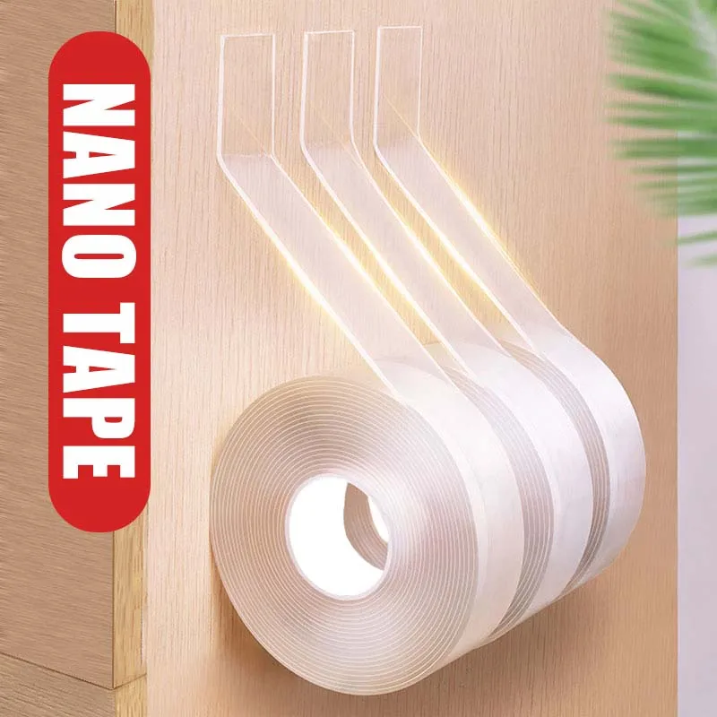 1/2/3/5m Nano Tape Double Sided Tape Transparent Non Marking Kitchen Bathroom Fixed Household Gadgets Reusable Waterproof Tapes