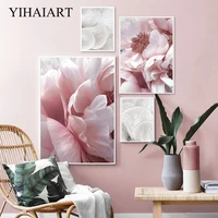 scandinavian botanical canvas poster pink flower wall print nordic art painting simplicity decorative picture modern home decor