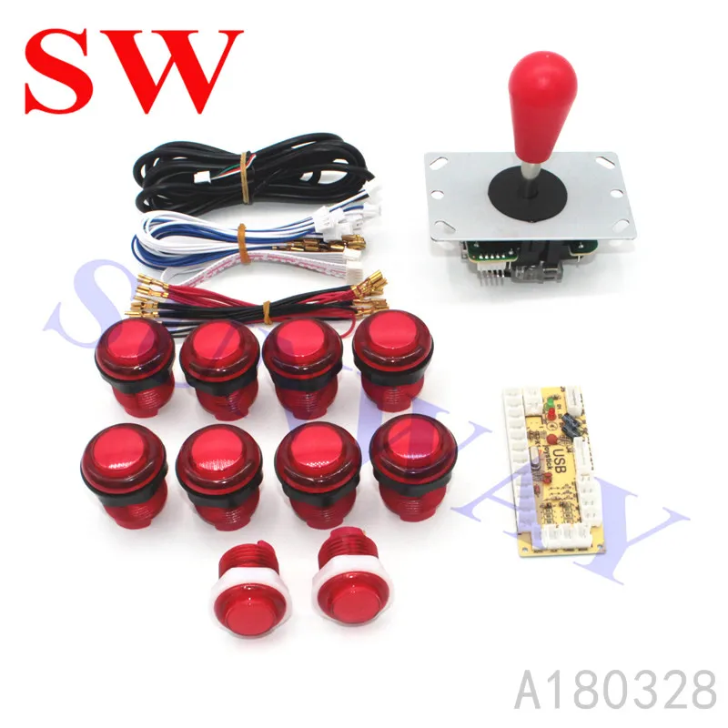 Горячая DIY аркадный комплект 1 плеер Нулевая задержка USB к ПК Sanwa стильный джойстик аркадная игра части машины для игры Jamma Fighting - Цвет: Красный