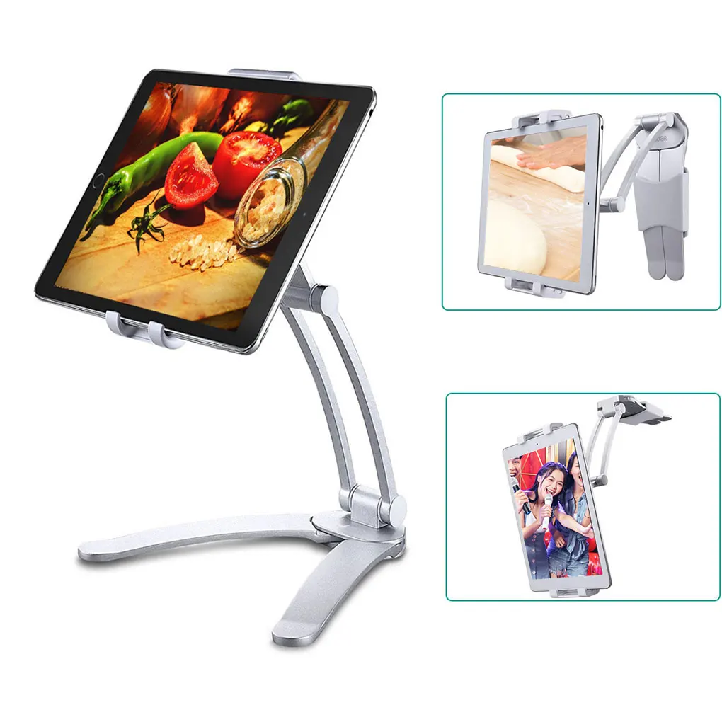 

Wall Desk Tablet Stand Digital Kitchen Tablet Mount Stand Metal Bracket Smartphones Holders Fit For 5-10.5 inch Width Tablet