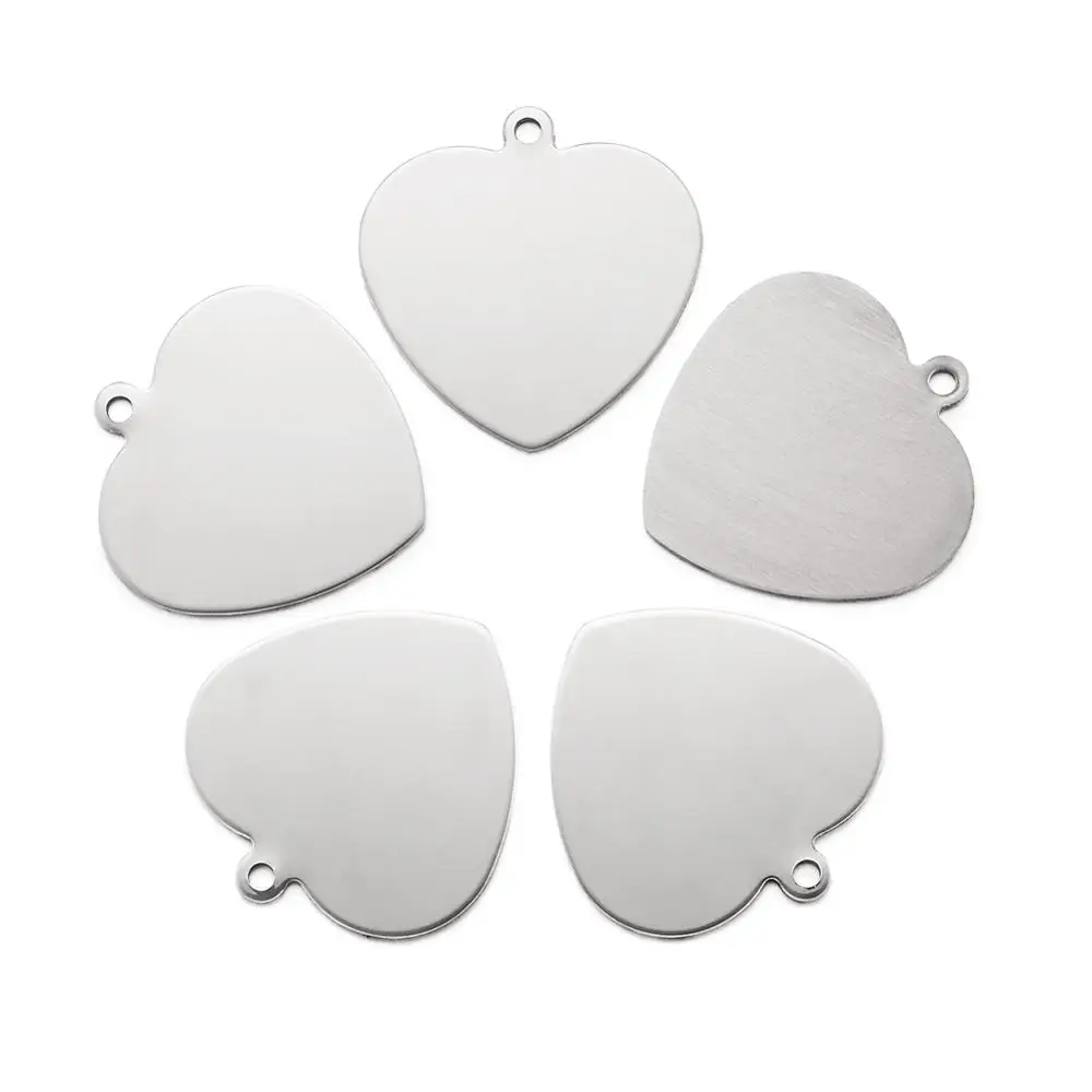 5pcs Stainless Steel Heart Stamping Blank Tag Pendants Color 41x40x1mm Hole: 3mm F50 | Украшения и аксессуары