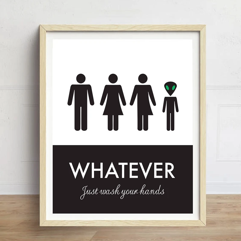 Canvas Painting Funny Unisex Toilet Sign Printed Home Decor Wash Your Hands Picture Poster Nordic Wall Art For Living Room Frame | Дом и сад