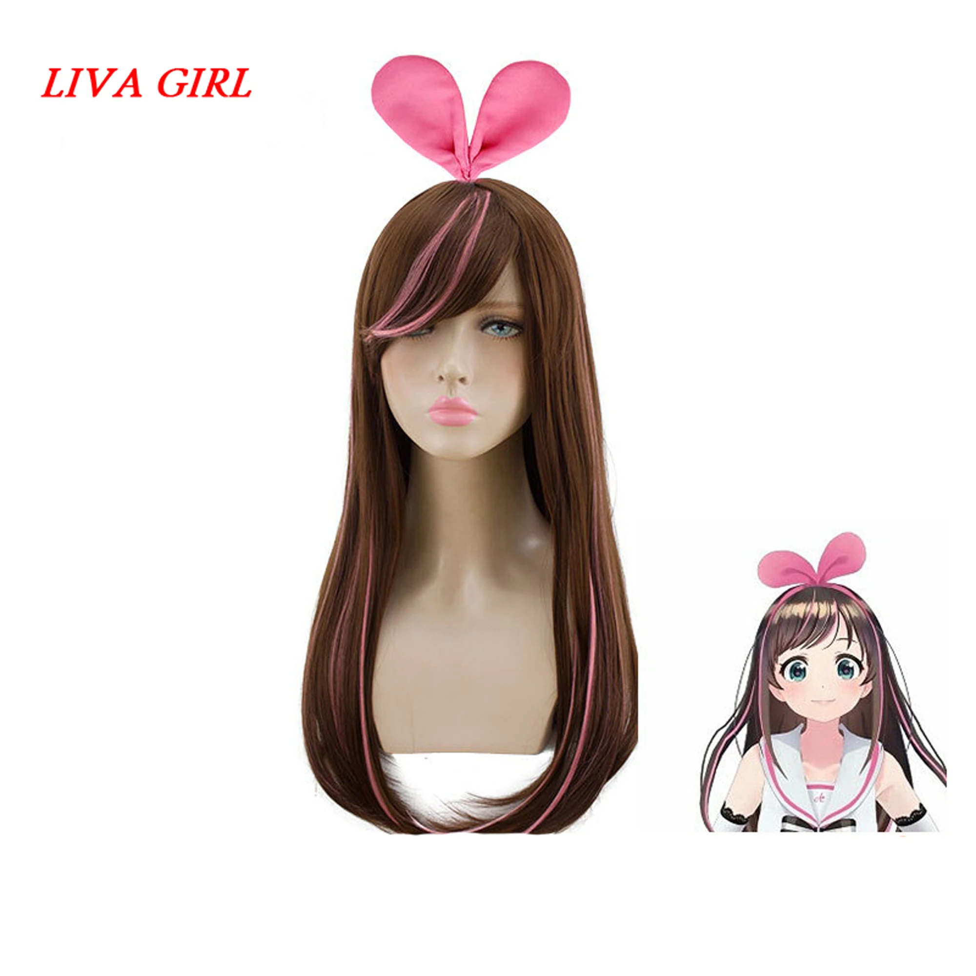 LIVA GIRL Virtual Youtuber A. I. Channel Kizuna AI парик косплей костюм супер ролевые игры| |