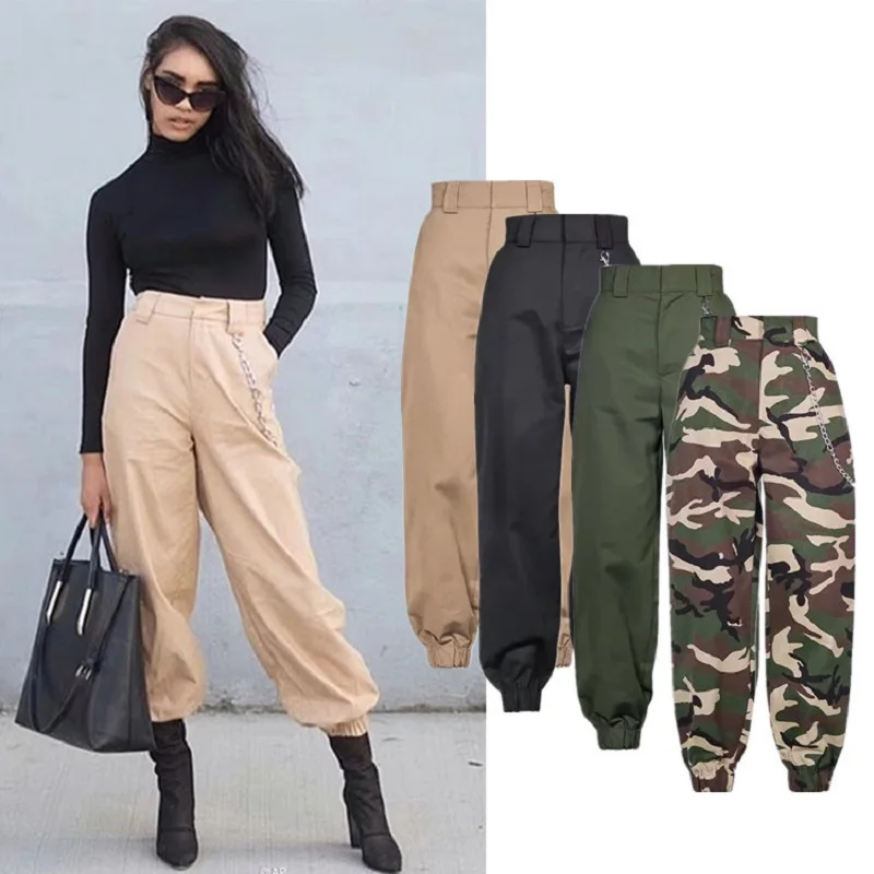 2021 осенние камуфляжные брюки женские черные длинные повседневные хлопковые