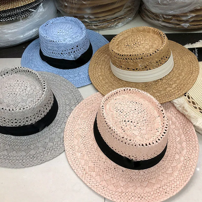 

2021 New Women Concave Top Salty Grass Sun Visor Hat Chapeu Fashion Hollow Ladies Summer Panama Hat Wholesale Cape Bonnet Enfant