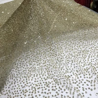 rose goldchampagne latest african george high quality nigerian sequin mesh lace fabric for sewing glitter wedding party dresses