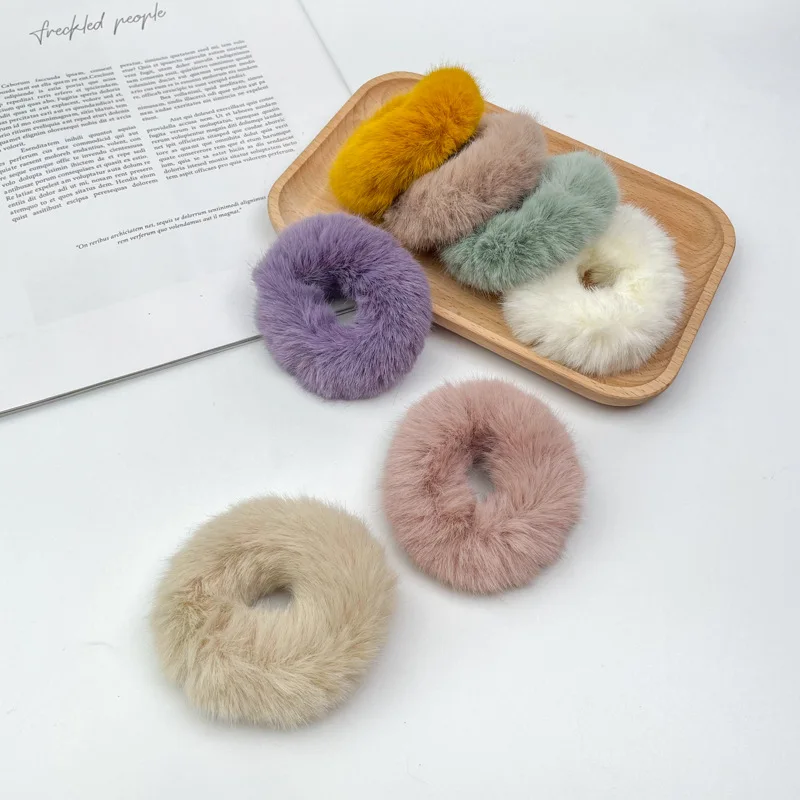 

Colorful Plush Scrunchies Sunday Angora Yarns Hair Ribbons Korean Style Gentle Sweet Retro Korean Style Hair Accessories
