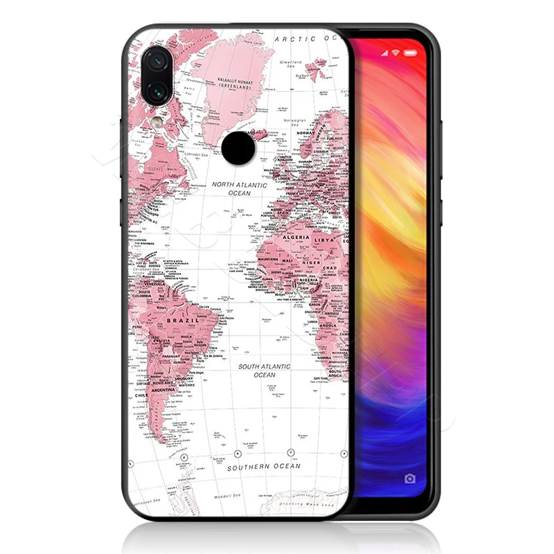 Розовый мир чехол "карта" для спортивной камеры Xiao mi Red mi Note 8 mi, возраст 3, 6, 8, 9, A1 A2 A3 8A 6X9 T CC9 Lite SE Pro Max F1 10