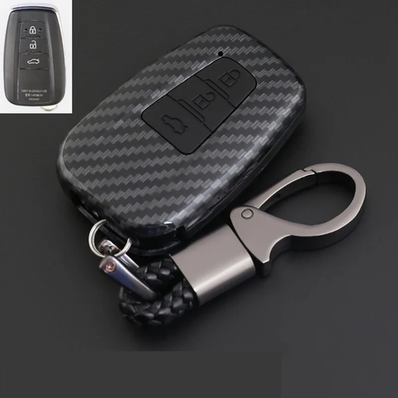 

ABS Carbon Fiber Shell Silica Gel Car Key Case Protection Cover For Toyota CHR C-HR Prado 20172018 Prius Camry Corolla RAV4 2018