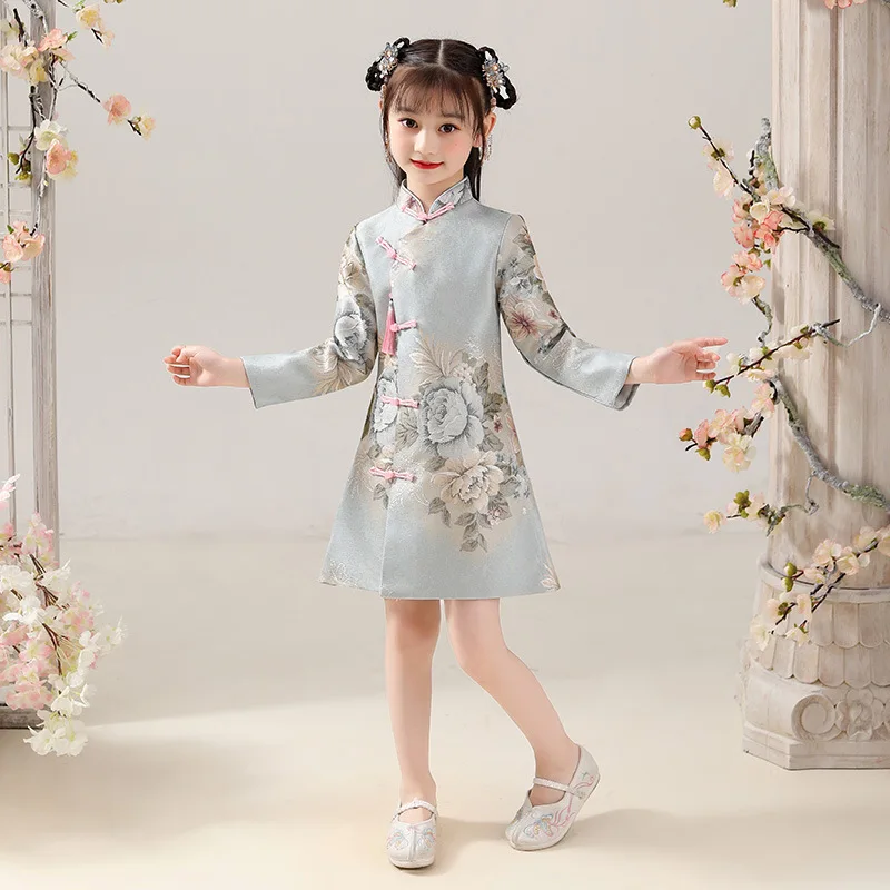 

New Ancient Style Girl's Hanfu Cheongsam Dress Fairy Children Chinese Style Tang Costume Girl Underskirt Children's Qipao LB346