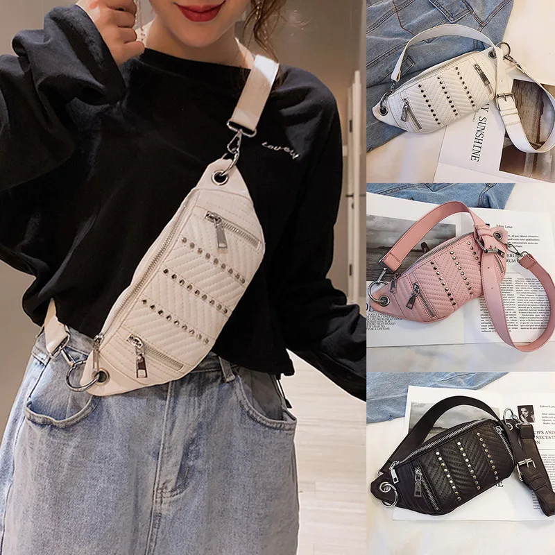 Женская сумка с заклепками поясная для женщин женская из искусственной кожи