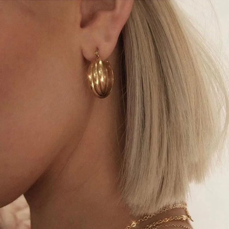 США популярные минималистичные витые круглые серьги золотые маленькие