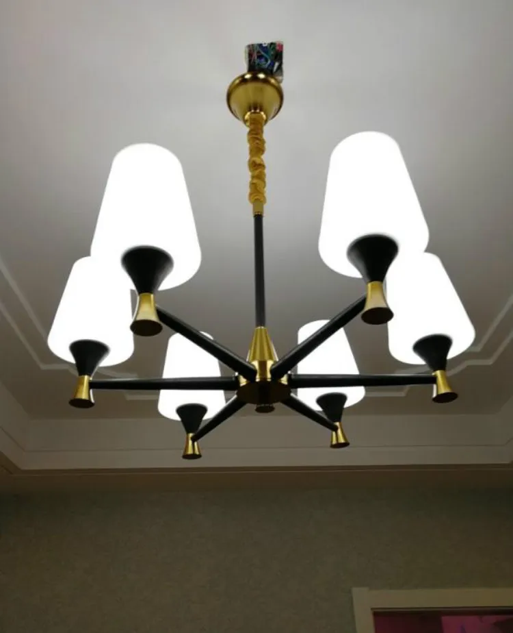 Подвесная стеклянная люстра для столовой медный Медный подсвечник лампа спальни