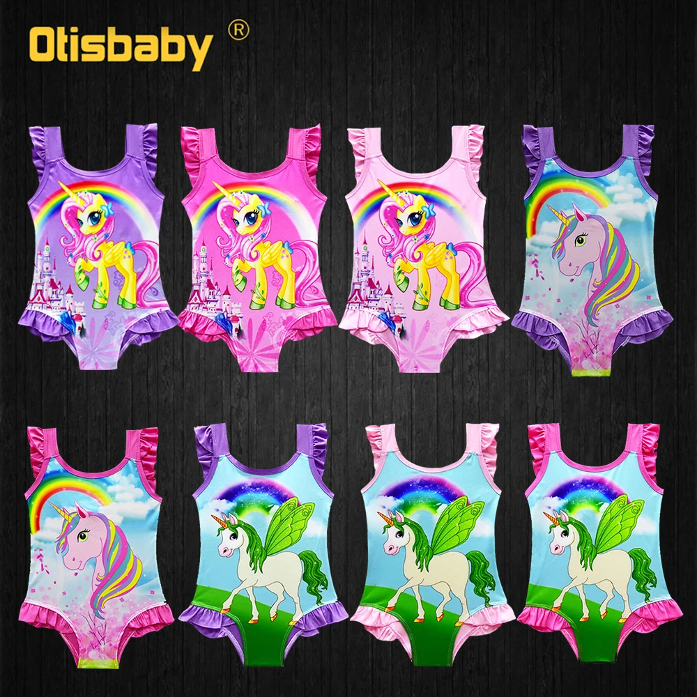 

2018 Girls Unicorn Swimsuit Kids Swimwear Unicorn Headband Bikini Set Baby Girl Rainbow Bathing Suit Horse Clothes for Party