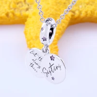 s925 silver forever sister charm pendant sister concentric pendant diy bracelet jewelry fit original charms necklace
