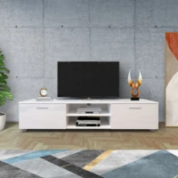 TV Stand Cabinet for 70 Inch Media Console Entertainment Center Television Table 2 Storage Cabinet with Open Shelves White/Black