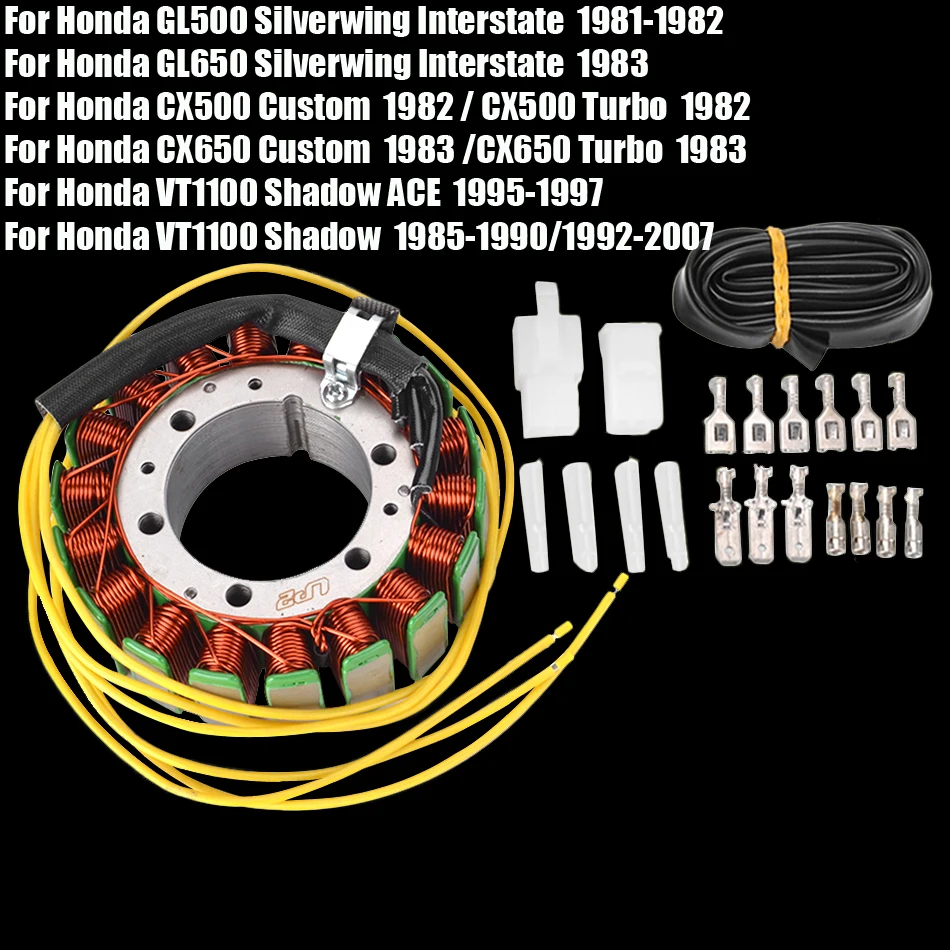 

for Honda CX650 CX500 Turbo Custom VT1100 Shadow ACE GL650 GL500 Silverwing Interstate for Suzuki SV1000 SV1000S Stator Coil