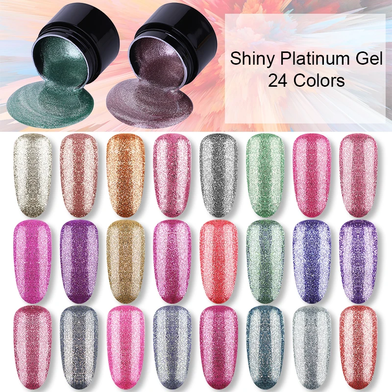 LEMOOC гибридные лаки для ногтей УФ Гель-лак с блестками Платиновый лак верхнее