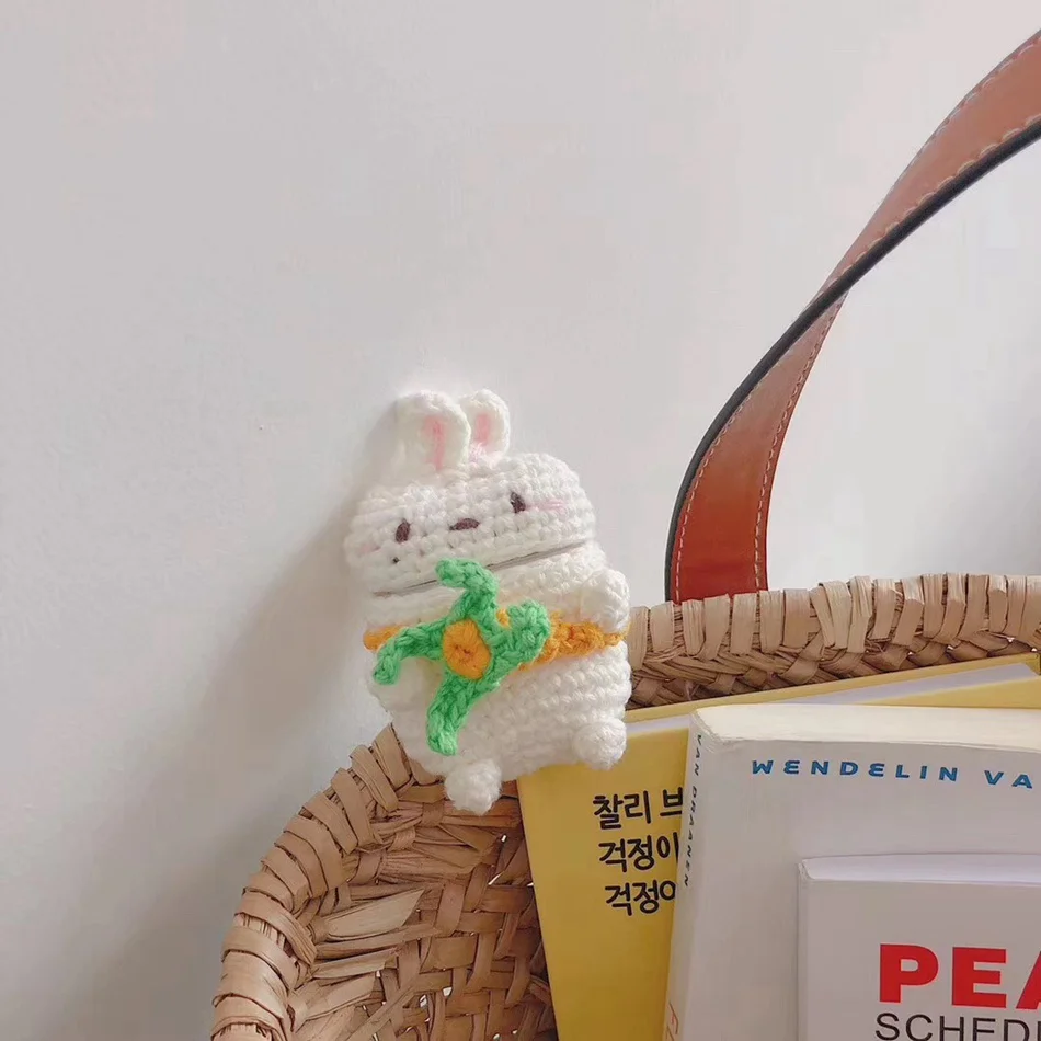 887AH 3D Cute Earphone Case for Airpods Case Cartoon Knitted plush Cover for Apple Airpods 2 Case Bear Teddy Dog Rabbit Earpods Case - Цвет: 887AH