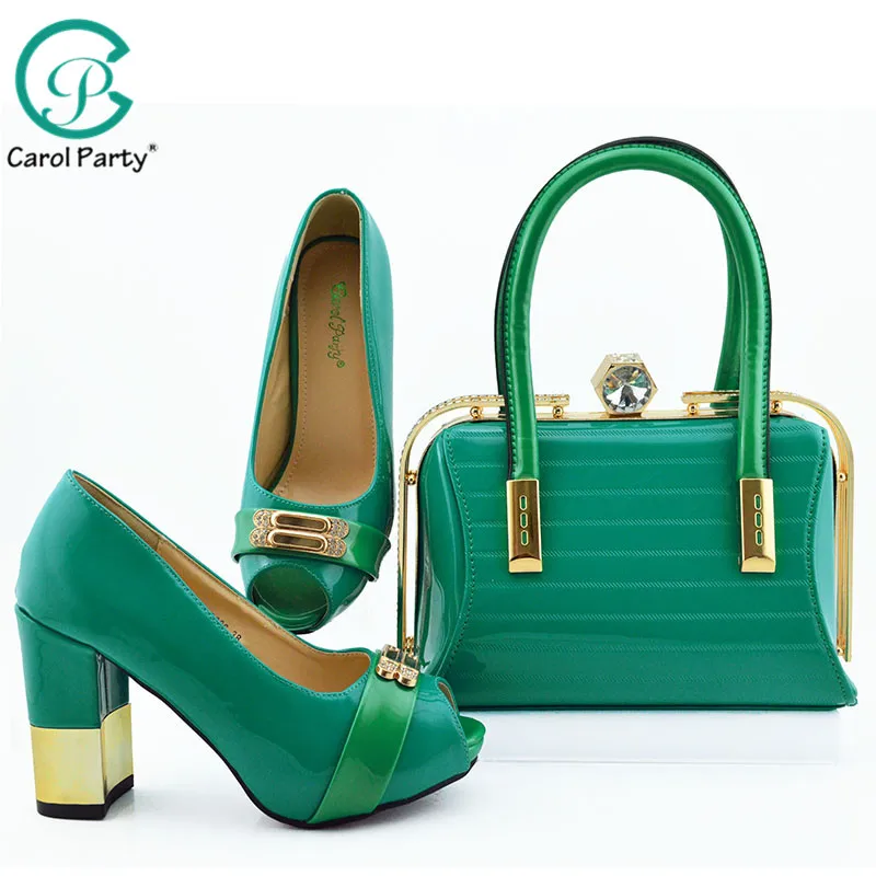 

New Arrival Fashionable African Italian design Ladies Shoes and Bag Set inTeal Color Women Shoe and Bag To Match for Parties