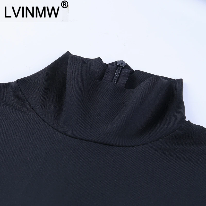 LVINWM сексуальный однотонный Облегающий комбинезон с высоким воротом и длинным