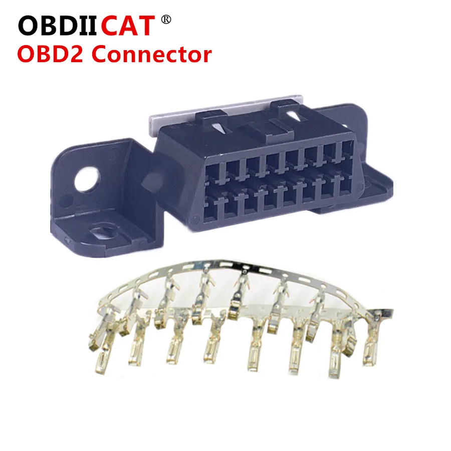 10 шт. 16pin obd2 разъем OBD2 OBD 2 16Pin женский угловой гнездо для провода "Мама" адаптер