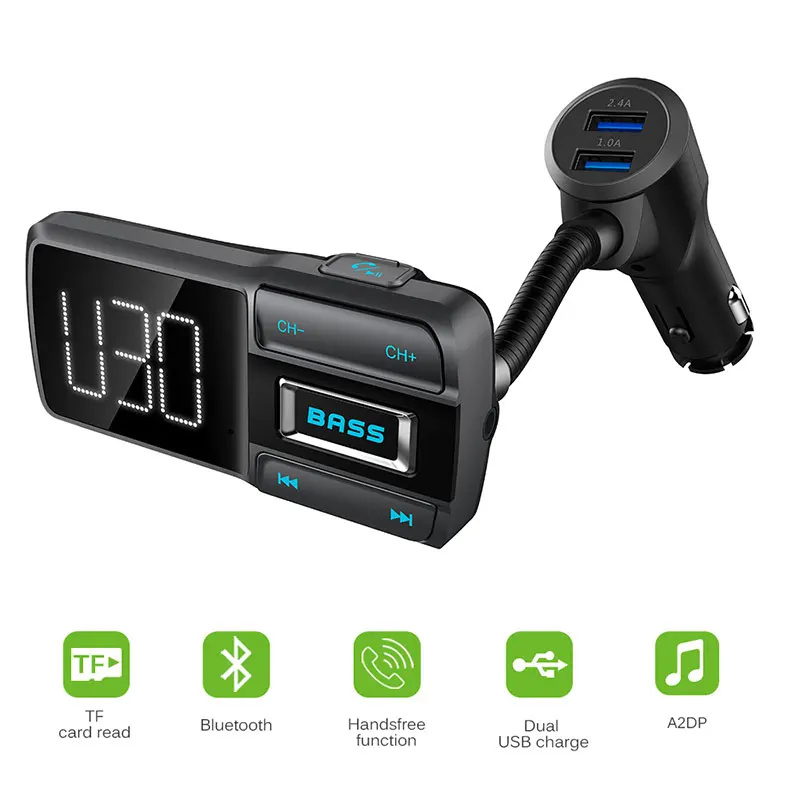 Автомобильный MP3 плеер с двумя usb портами Bluetooth fm трансмиттером быстрая зарядка 2 4