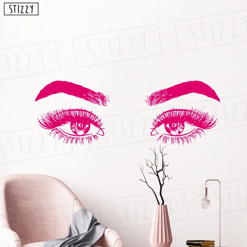 STIZZY Наклейка на стену женский Салон стикер девушка косметические ресницы плакат