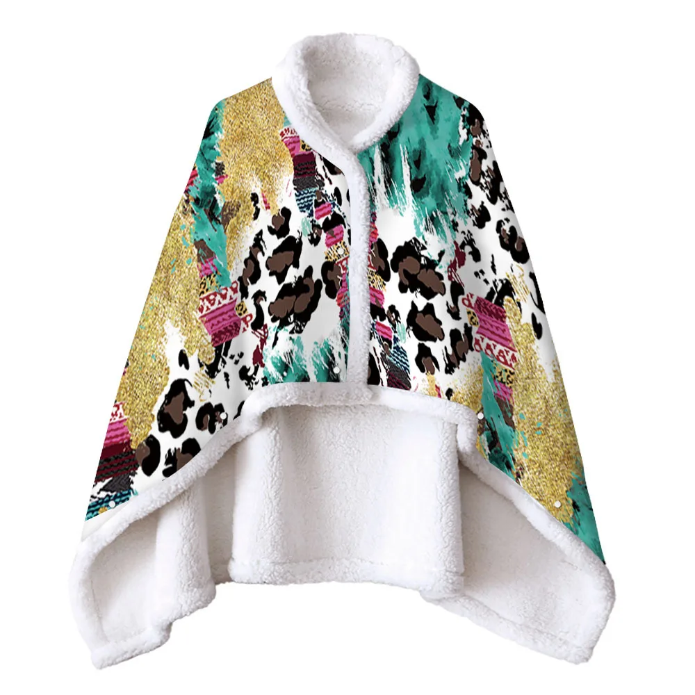 

Double layer lamb wool wearable cloak blanket ever-changing cloak magic plush lazy blanket