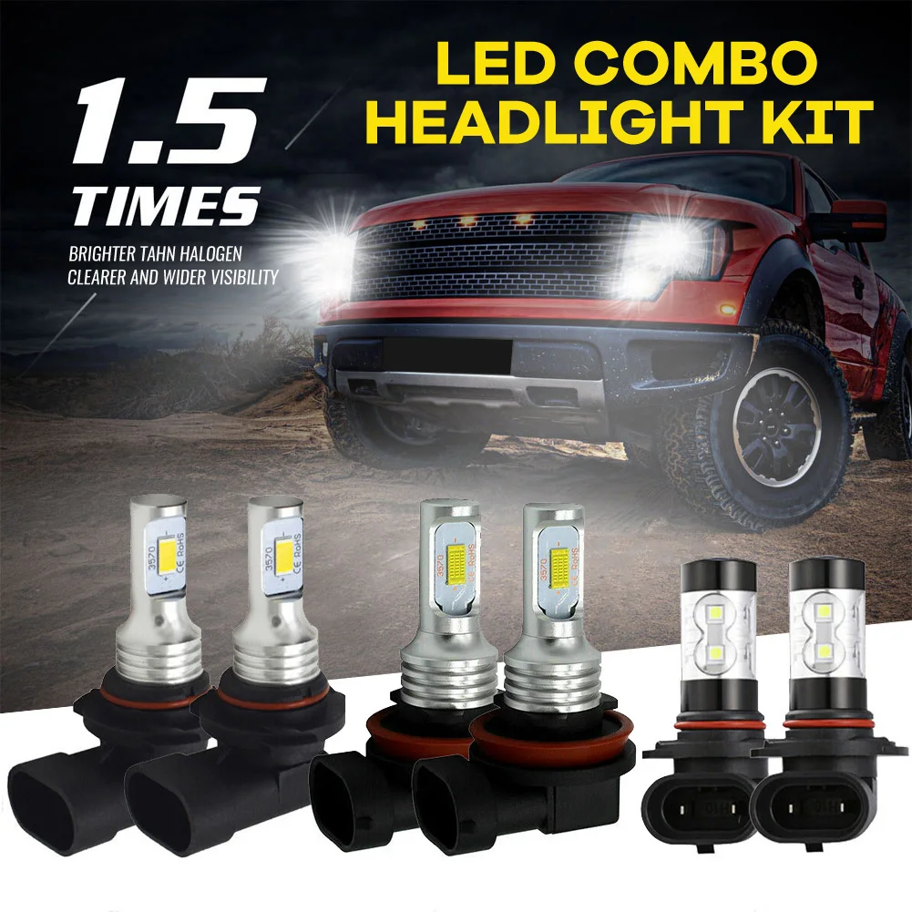 

For Ford F 150 2015-2020 6000K Front LED Headlight Hi/Lo Beam + Fog Light Bulbs