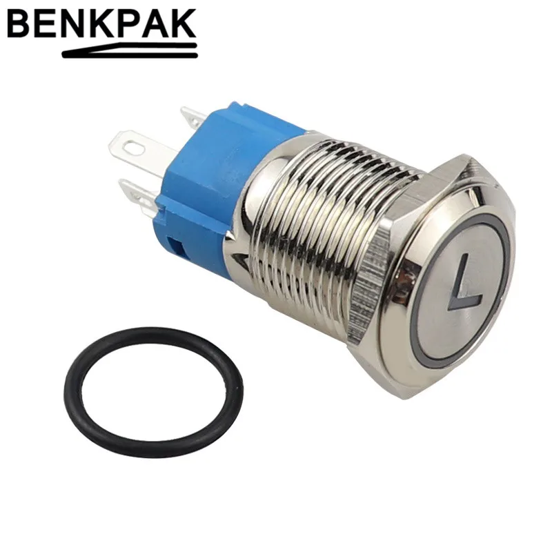 16 мм LED серебряный корпус металлический кнопочный переключатель приборной