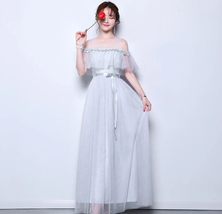 Серое платье подружки невесты для а силуэт тюль Vestido Largo Sirena элегантное женщин