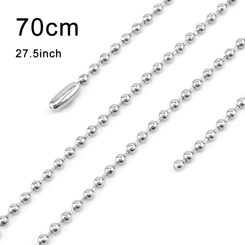 50 шт. серебро/золото/розовое золото/черный военная бирка мужские ювелирные изделия из нержавеющей стали ожерелье кулон полированное ожерелье - Окраска металла: ball chain 70cm