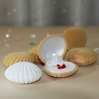 1 piece lovely shell shape velvet jewelry box wedding engagement for earrings necklace bracelet display gift case holder