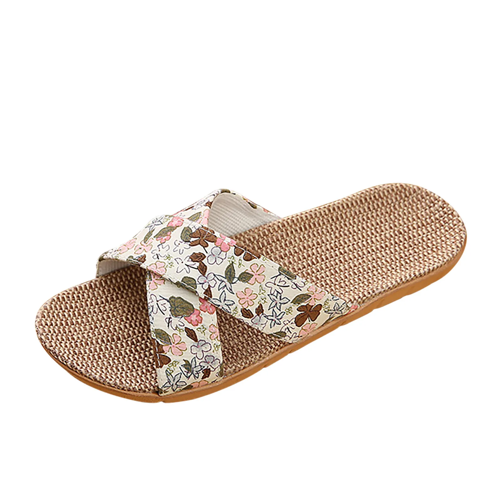 

Fashion Girls Women Female Bohemia Flower Flax Linen Flip Flops Beach Shoes Sandals Slipper Seaside Travel Daily Slippers