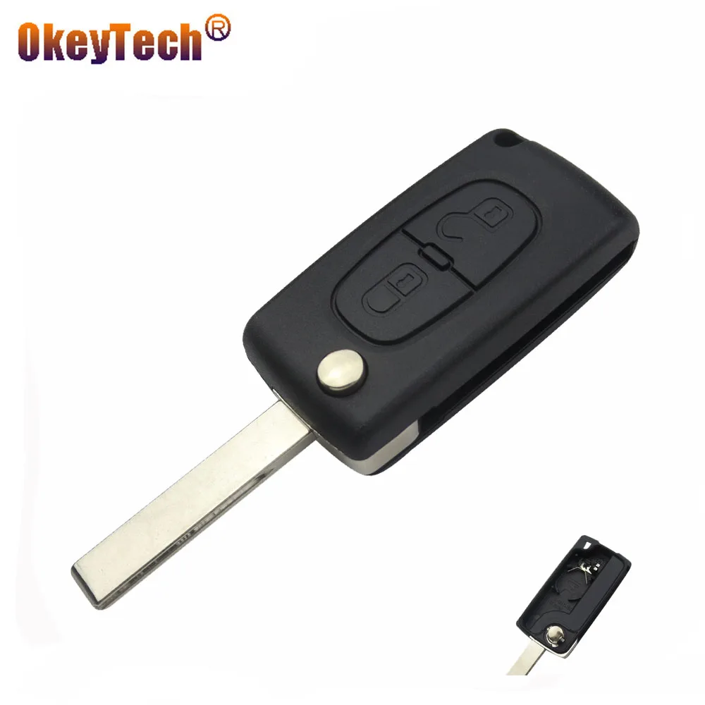 OkeyTech откидной складной пустой чехол для ключей для peugeot 206 307 308 407 Partner для Citroen C4 C5 C3 Berlingo Xsara