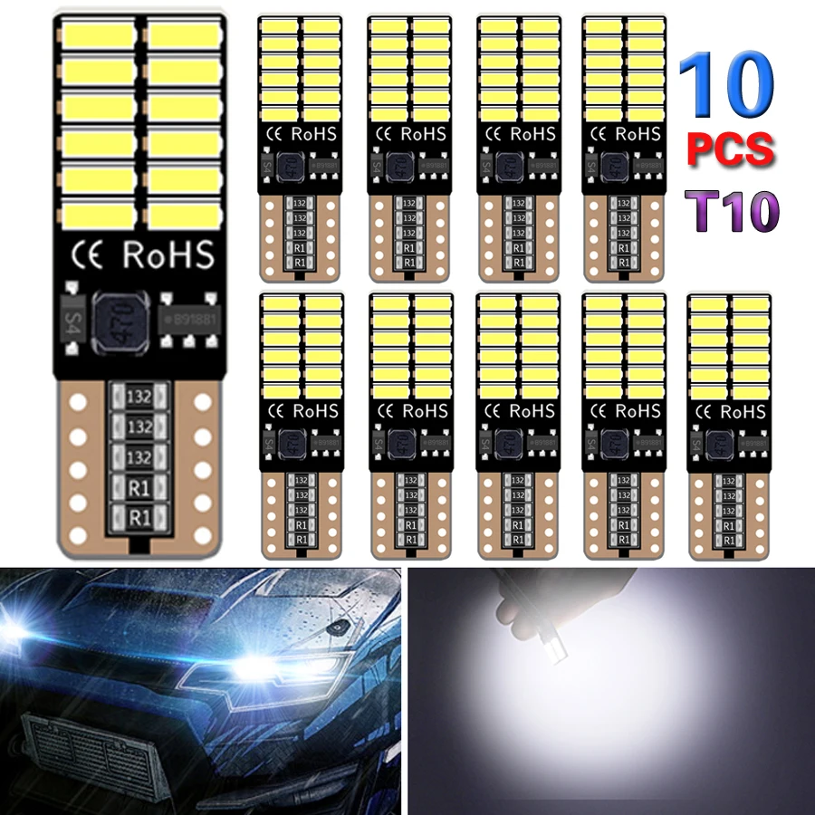5w5 T10 светодиодный авто лампа автомобиля W5W 4014 24SMD 6500K светильник излучающие диоды