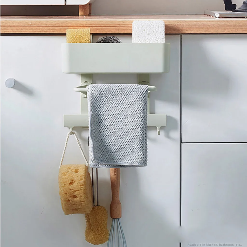 Настенный Кухня Ванная комната стеллаж для хранения полки Крючки вешалка Слива