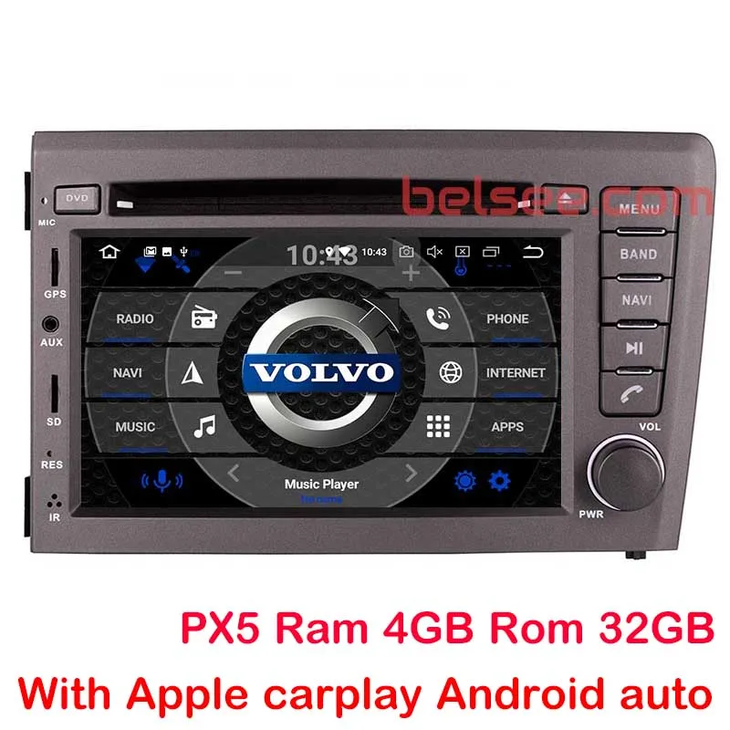 PX5432GBC Belsee 8 ядерный Android 9,0 автомобильный dvd-плеер gps головное устройство Радио Стерео навигация для Volvo V70 S60 XC70 2000 2001 2002 2003 2004 - Цвет: PX5432GBC