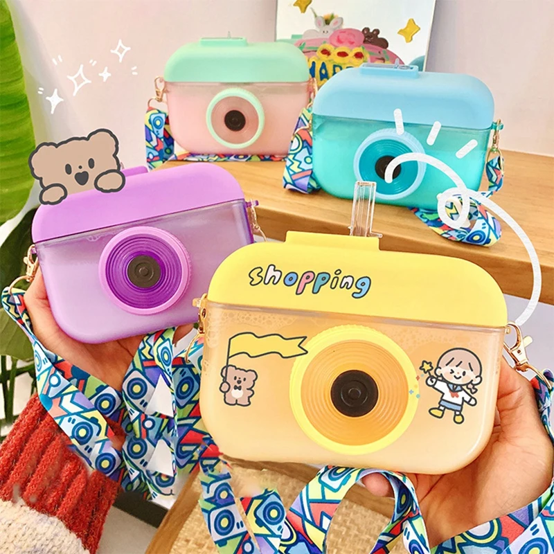 

Children Picnic Bottle CuteSimulation Camera Straw Water Cup large Capacity Creative Portable Creative Water Cup