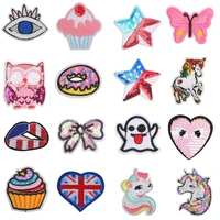 5pcs cute cartoon embroidered patches for clothing animal unicorn stripes patch sequins patch iron on patches for clothes