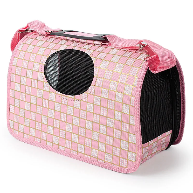 Pink Grid Pawstrip, 1 шт., 7 узоров, маленькая сумка-переноска для собак, складная, переноска для кошек, щенков, сумка на плечо, для улицы, для домашних животных, дорожные сумки для собак - Цвет: Pink Grid