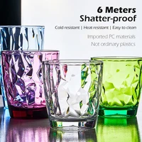 unbrokeable water cup crystal bright cocktail glass pc material whisky wine glass lead free heat protection coffee mug juice cup
