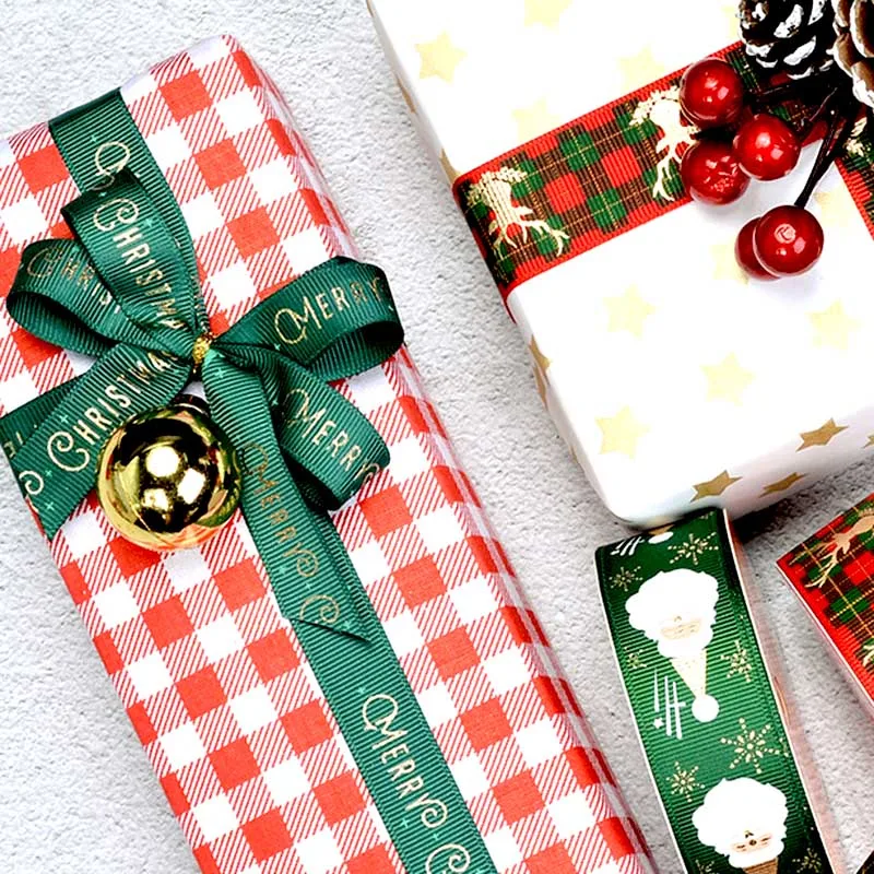 

5 Yards 10-25mm Christmas Gilding Ribbons Wedding Festival Party Decoration For DIY Bow Card Gifts Cake Wrapping Handmade Sewing