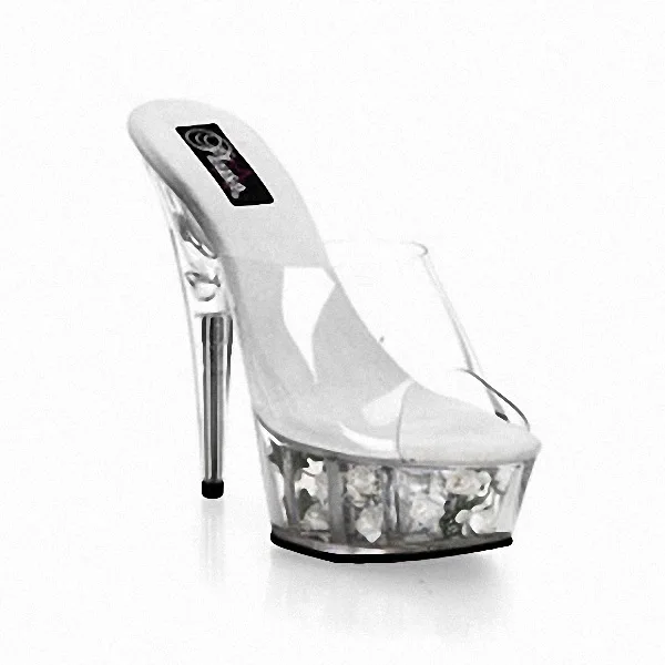 

Romantic flower crystal sandals 15cm high slim heel water table nightclub crystal sandals