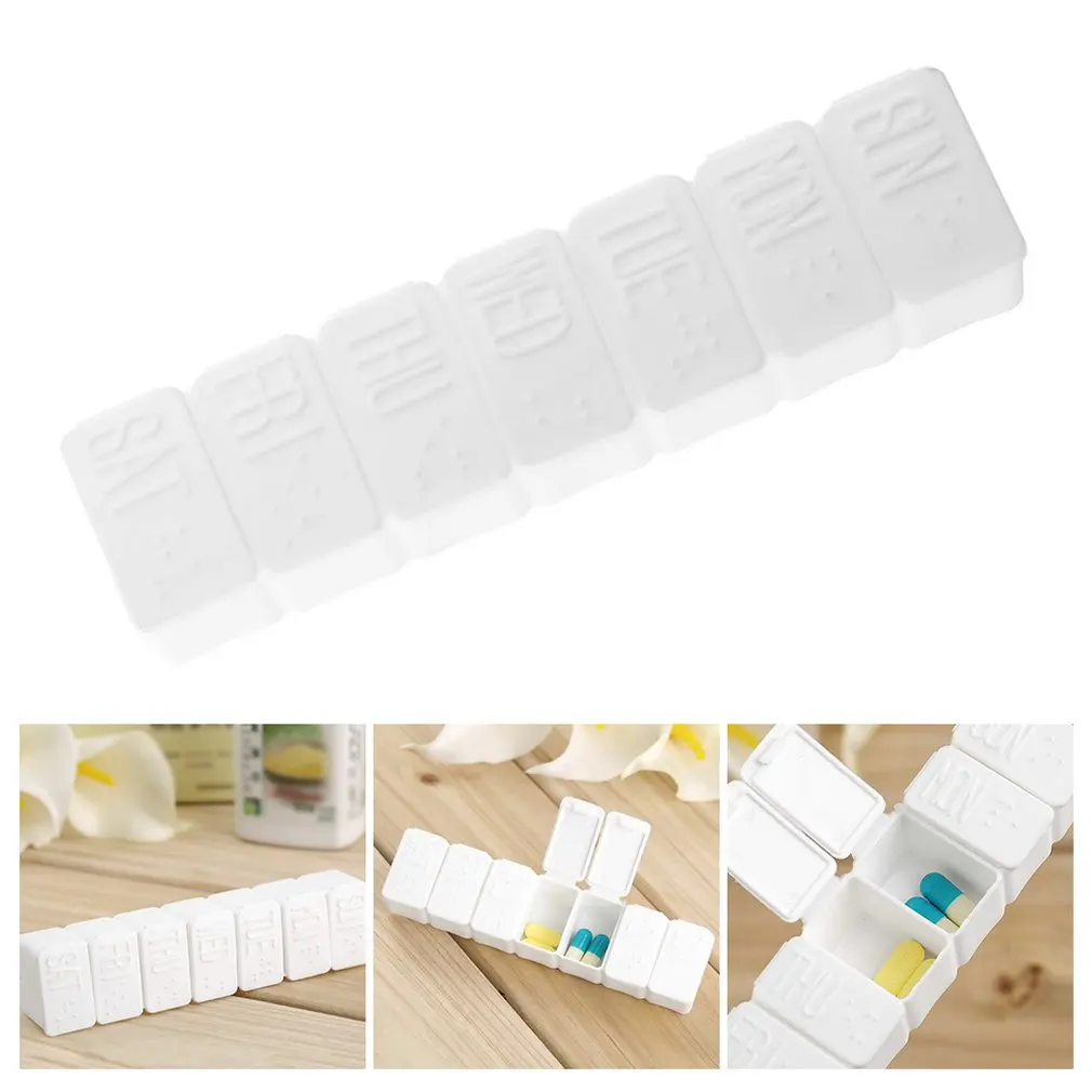 1pc One Week 7-days Small Medicine Pill Drug Box Mini Pillbox Container Non-removable Plastic Case Holder | Дом и сад